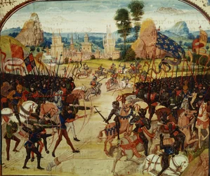 Fr 2643 f.207 Batalla de Poitiers, 1356, de la Crónica de Froissart